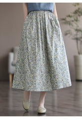 Women’s Floral Cotton Printed Skirt – Artistic Washed Casual Summer Skirt | Lovana UK
